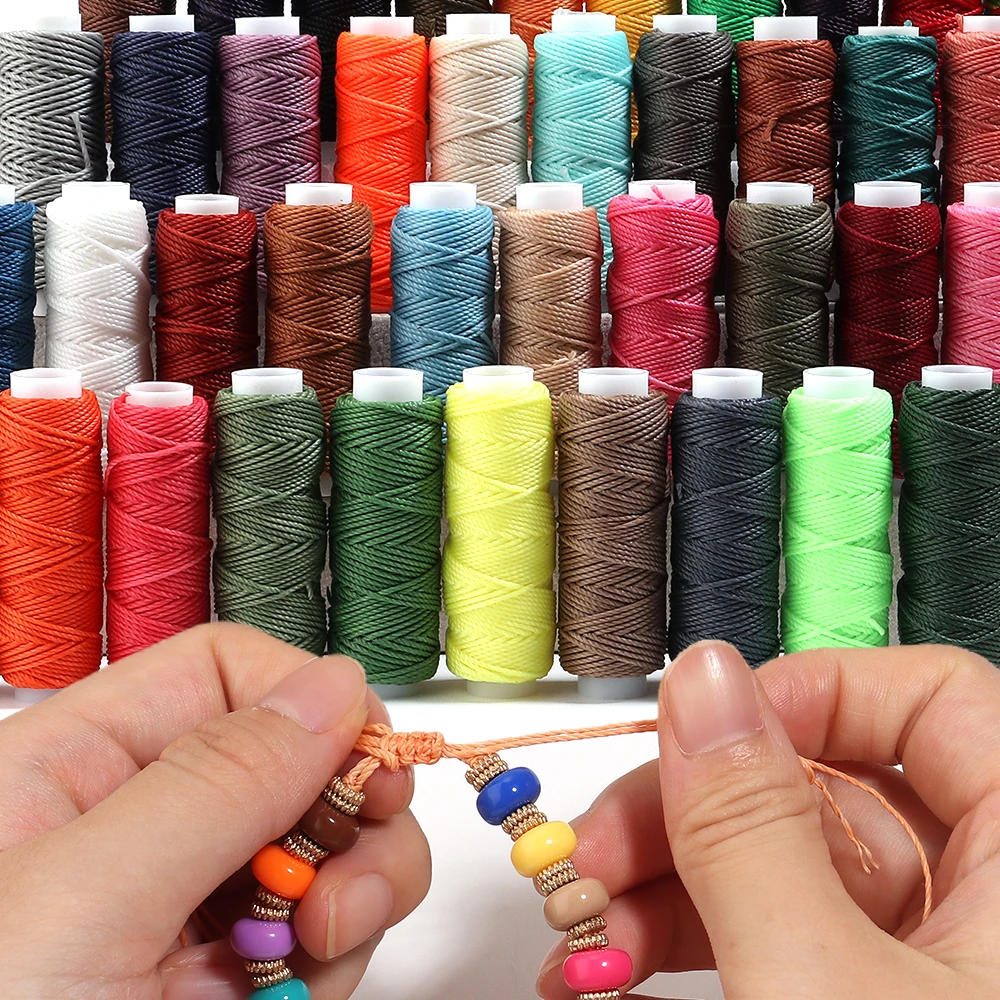 15 Meter 0,8 mm gewachste Schnur, bunte Polyester-Flechtschnur für DIY-Handarbeiten, Armbänder, Halsketten, Schmuckherstellungszubehör – Detail 2