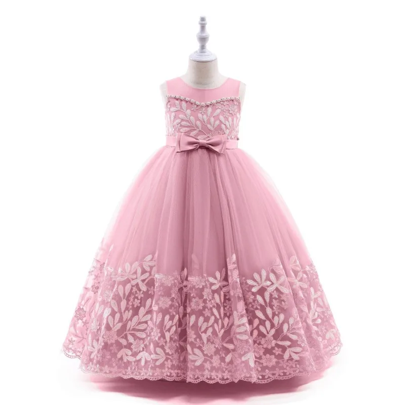 Flower Girl Dresses Long fairy tale princess fluffy skirt girl performance runway mesh embroidered Wedding Party Events 6-12Year