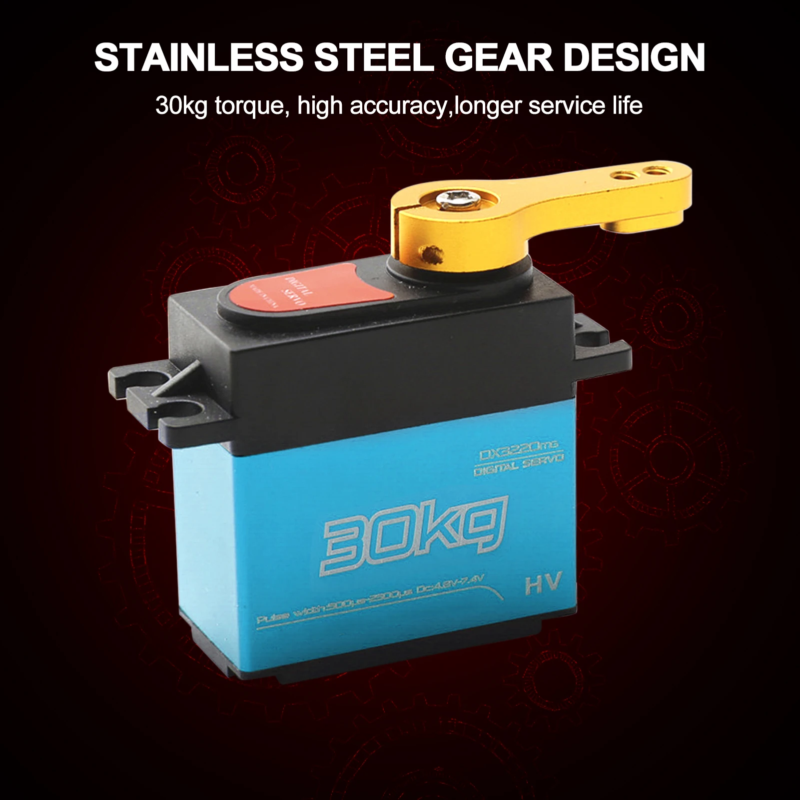 

Digital Servo 30kg High 180° Stainless Steel Gear Servo for 1/8 1/10 Remote Control Car with 25T Servo Arm Digital Servo