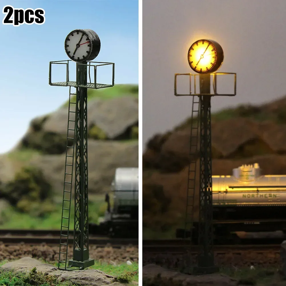 2pcs Model Railway Lamp Lattice Mast Light N Scale LED Street Light Train Layout Toys Garden Decor For Children Under 14 Years