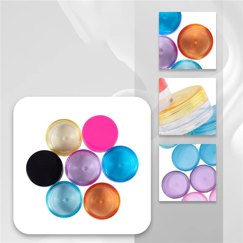

AA49 500 Pieces Plastic Pot Jars Empty Cosmetic Container With Lid For Creams Sample Make-Up Storage, 5 G, 10 Colors