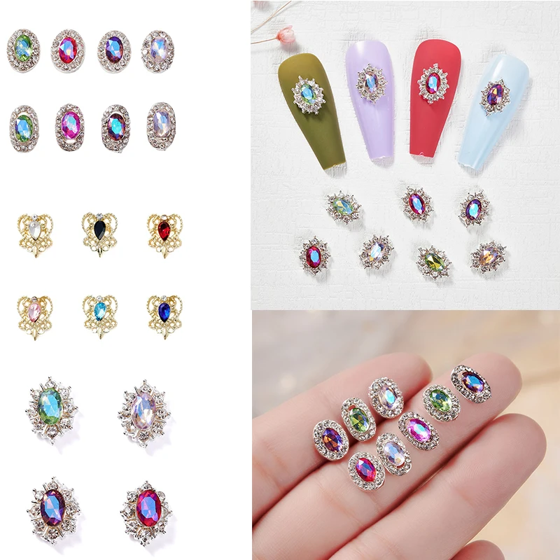 10Pcs/lot Alloy 3d Butterfly/Heart Nail Charms Crystal Diamond Stone Strass Rhinestone Nail Jewelry Manicure Nail Art Decoration