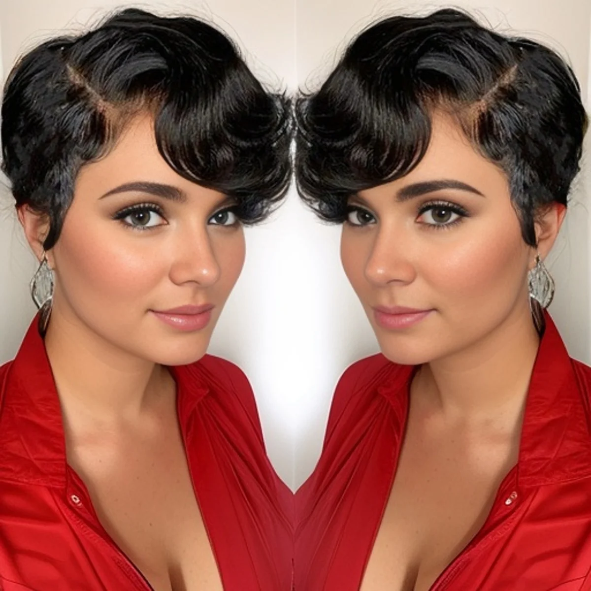 ファッションピクシーレースフロントウィッグ人毛ショートピクシーカットウィッグサイドパートウィッグ