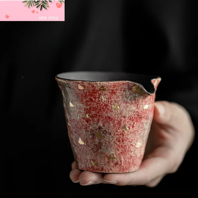 

120ml Handmade Point Gold Rock Mine Tea Pitcher Painted Pottery Tea-separating Sharing Pot Cha Hai Justice Cup Teaset Supplies