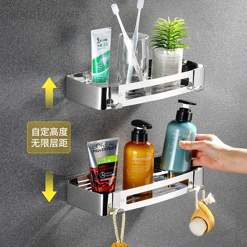 Stainless Steel Bathroom Shelves Corner Shelf Organizer Kitchen Sucker Wall Mounted Storage Corner Rack Bathroom Accessories