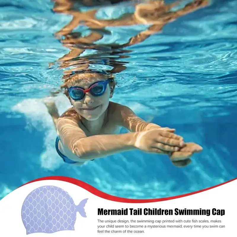 Swim Hat For Kid Silicone Mermaid Style Bathing Hat For Girls Kid Swim Hat With High Elasticity Swimming Pool Accessories For