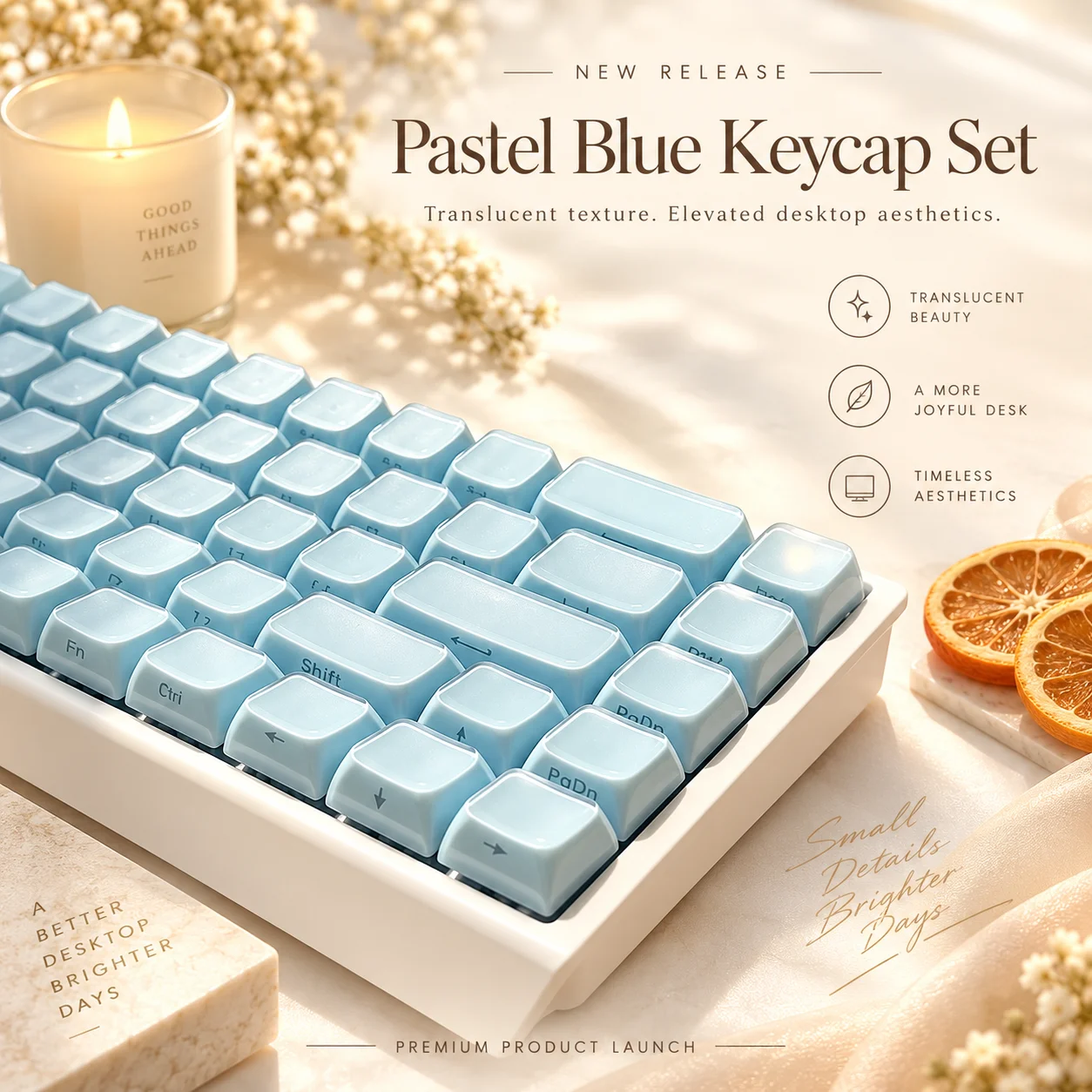 132 Keys Crystal Jelly Keycap Set PBT+PC Double Shot Translucent MDA Profile Keycaps For MX Switch Mechanical Keyboard 61 68 75