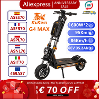 EU Stock KuKirin G4 Max Electric Scooter 2*1600W Motor 60V 35.2Ah Battery 86km/h Speed 95KM Range Off-Road Tire E-scooter