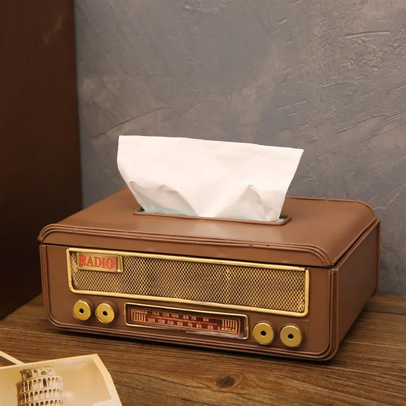 Creative Radio Tissue Box Living Room Desktop Retro Tissue Case Kitchen Napkin Storage Box Bathroom Luxury Toilet Paper Case