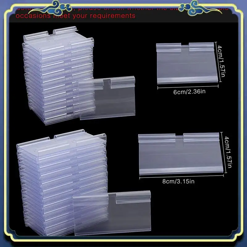 A86P-280PC 8X4.2Cm Clear Plastic Label Holders For Wire Shelf Retail Price Label Basket Labels Clip On Labels