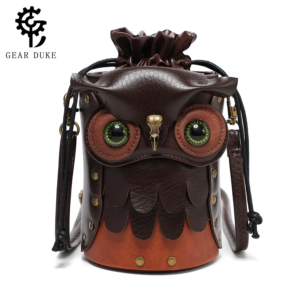 Owl Bucket Bag Women's Steam Punk Retro Style Ladies Shoulder Crossbody Bag Outdoor  Mobile Phone Bag Soft Handle USA