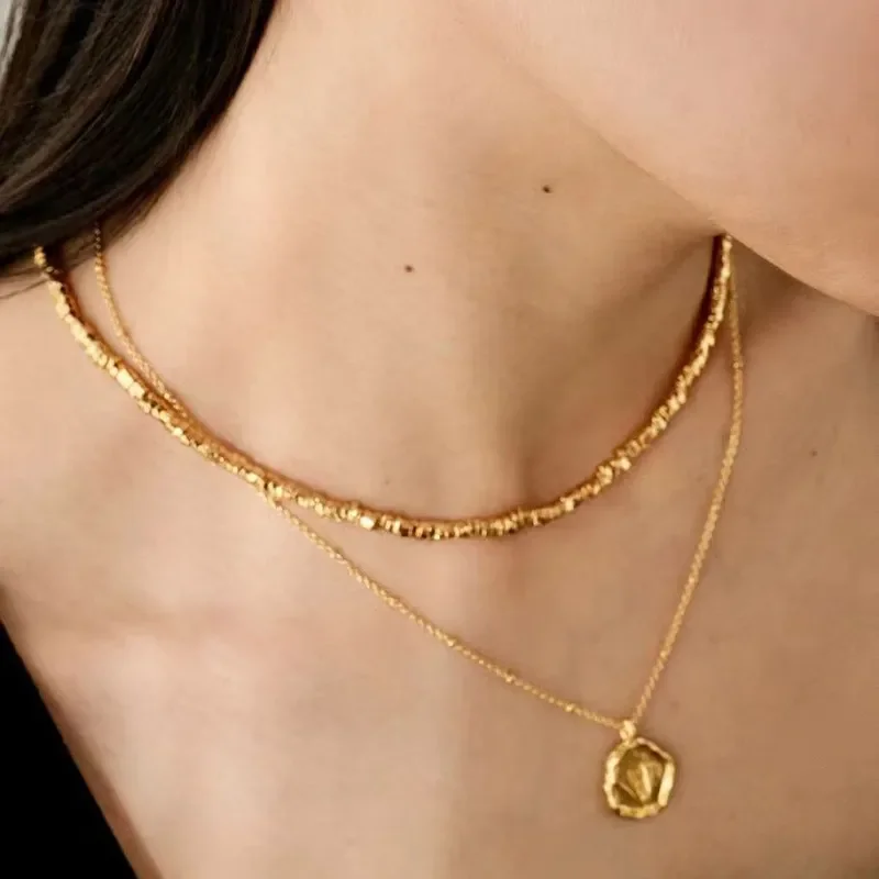 Spring and summer design earrings sterling silver gold-plated retro relief texture earrings gold high-end jewelry set women