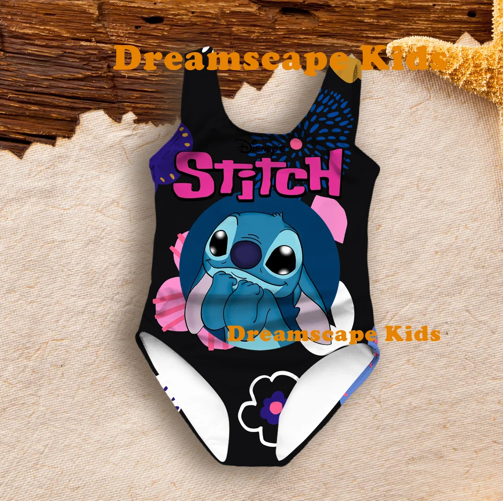 2024 New Style Y2k Disney Stitch Cute Cartoon Illustration 3D Printing Summer Swimsuit Cute Style Girls Swimming Clothes