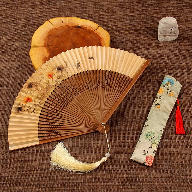 

Fan antique folding paper men and women summer portable folding portable double-sided retro bamboo fan