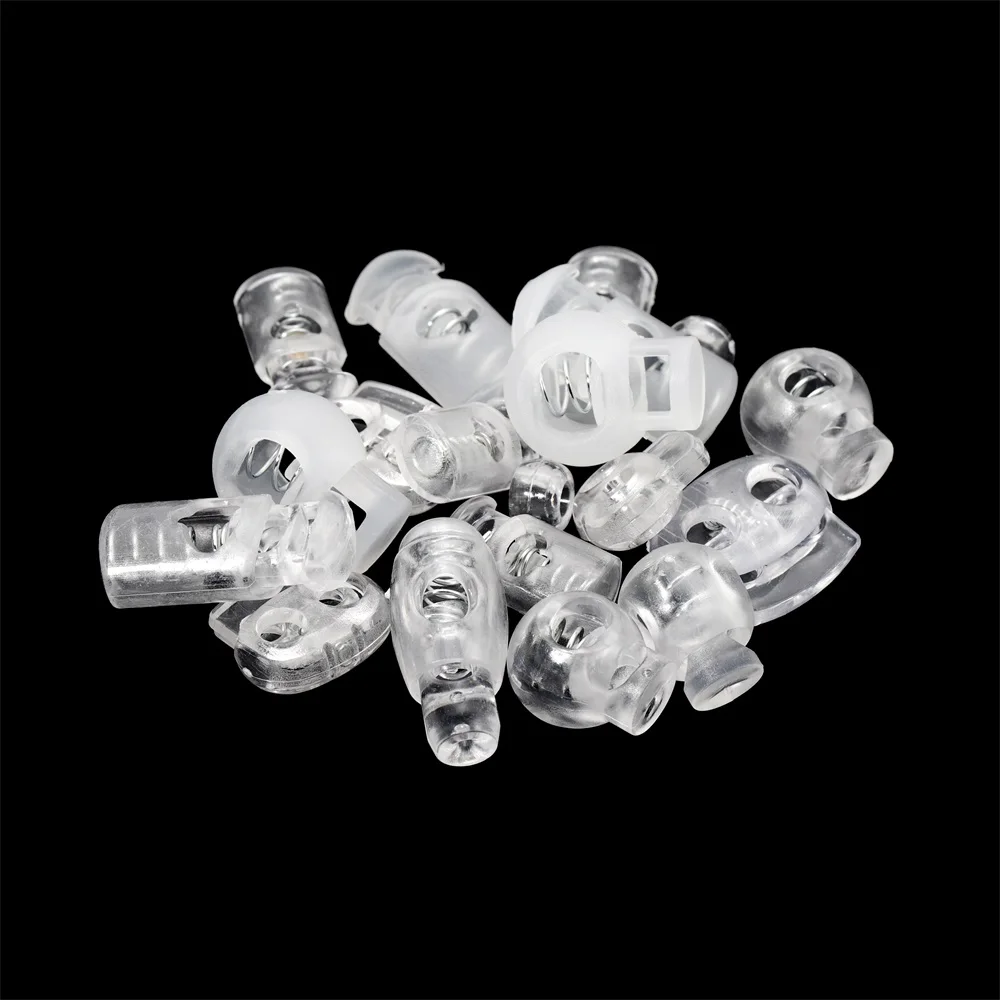 10pcs Cord Lock Plastic Stopper Cord Ends Toggles Clip Buckle Transparent Clear Frost For Shoelace Clothing DIY Bag Accessories