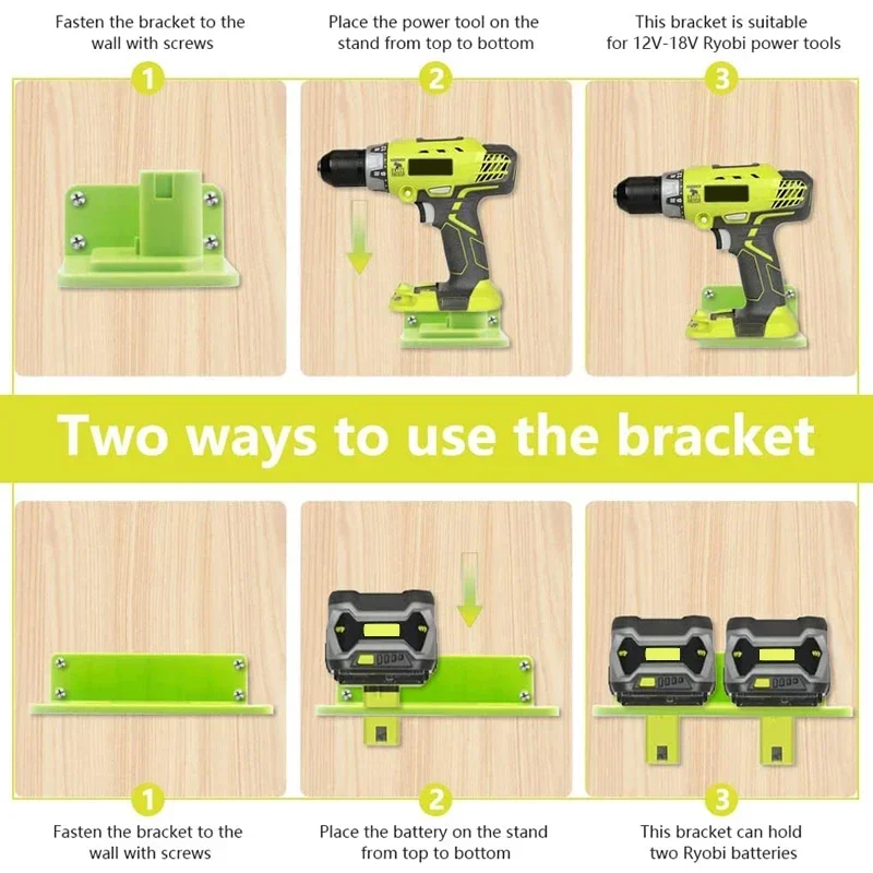 Imagem -04 - Wall Mount Machine Storage Rack Suporte da Bateria Ryobi 18v Suporte Prateleira Suporte para Broca Ryobi Ferramentas Elétricas Pcs Pcs