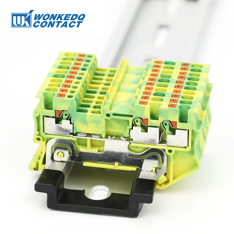 

PT1.5-TW-PE Push-in Ground Feed-Through Din Rail Terminal Block 1.5mm² 1-in 2-out Plug Wire Electrical Connector PT 1.5-TW-PE