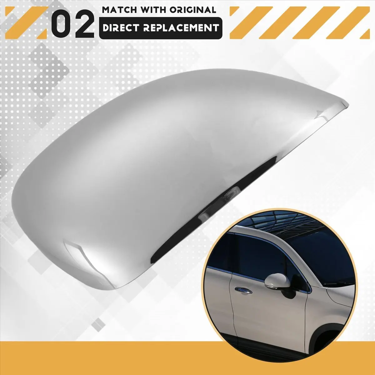 11-For FIAT 500X 2014 2015 2016 2017 2018 2019 Chrome Side Wing Fender Rearview Door Mirror Cap Trim Auto Cover Styling