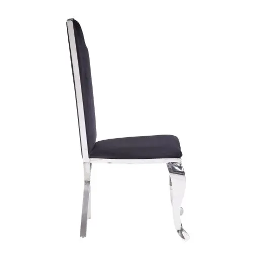 Black fabric and stainless steel side chairs (2-piece set) dining chairs, living room chairs, personalized design