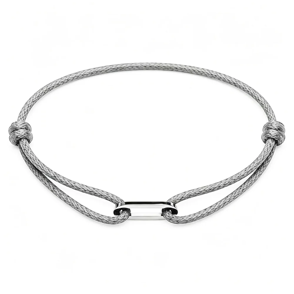 Zalman Einfaches Rundes Ovales Schnallen-Armband Geflochtenes Verstellbares DIY Buntes Seil-Armband für Damen und Herren Edelstahl-Schmuck