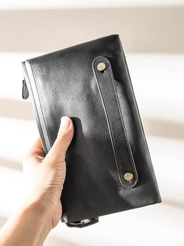 Cowhide Long Wallet Multifunctional Casual Soft Leather Clutch Bag