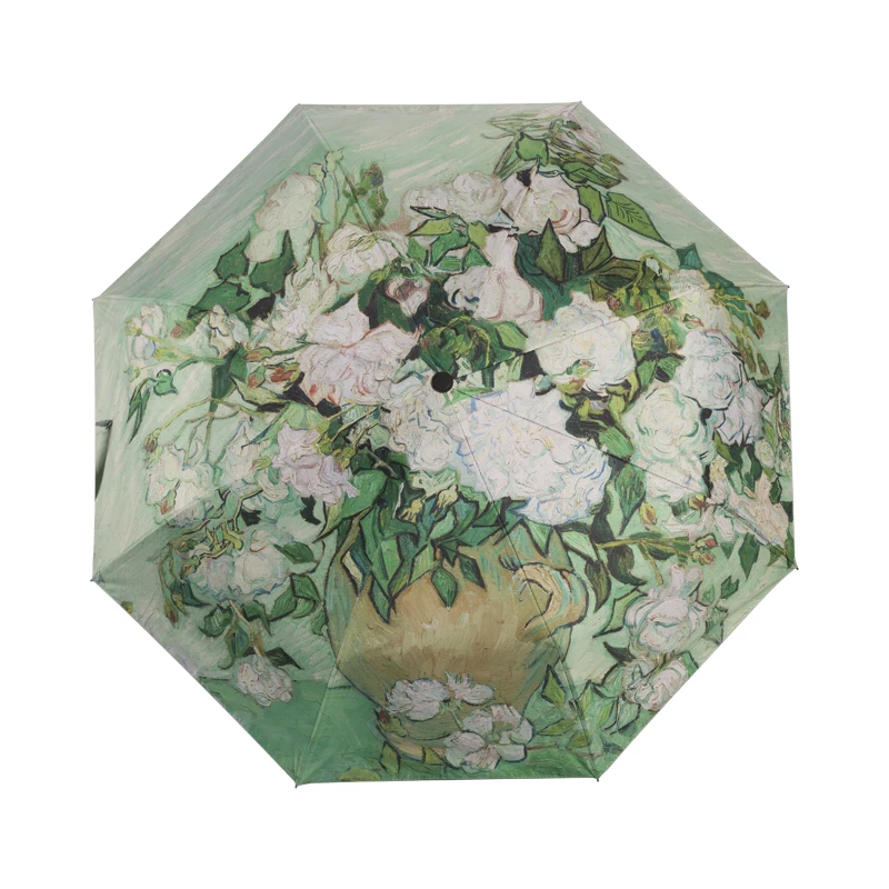 Small Fresh Umbrella Oil Painting Automatic folding Umbrella,umbrella for women men,Umbrella male,wind and water resistant