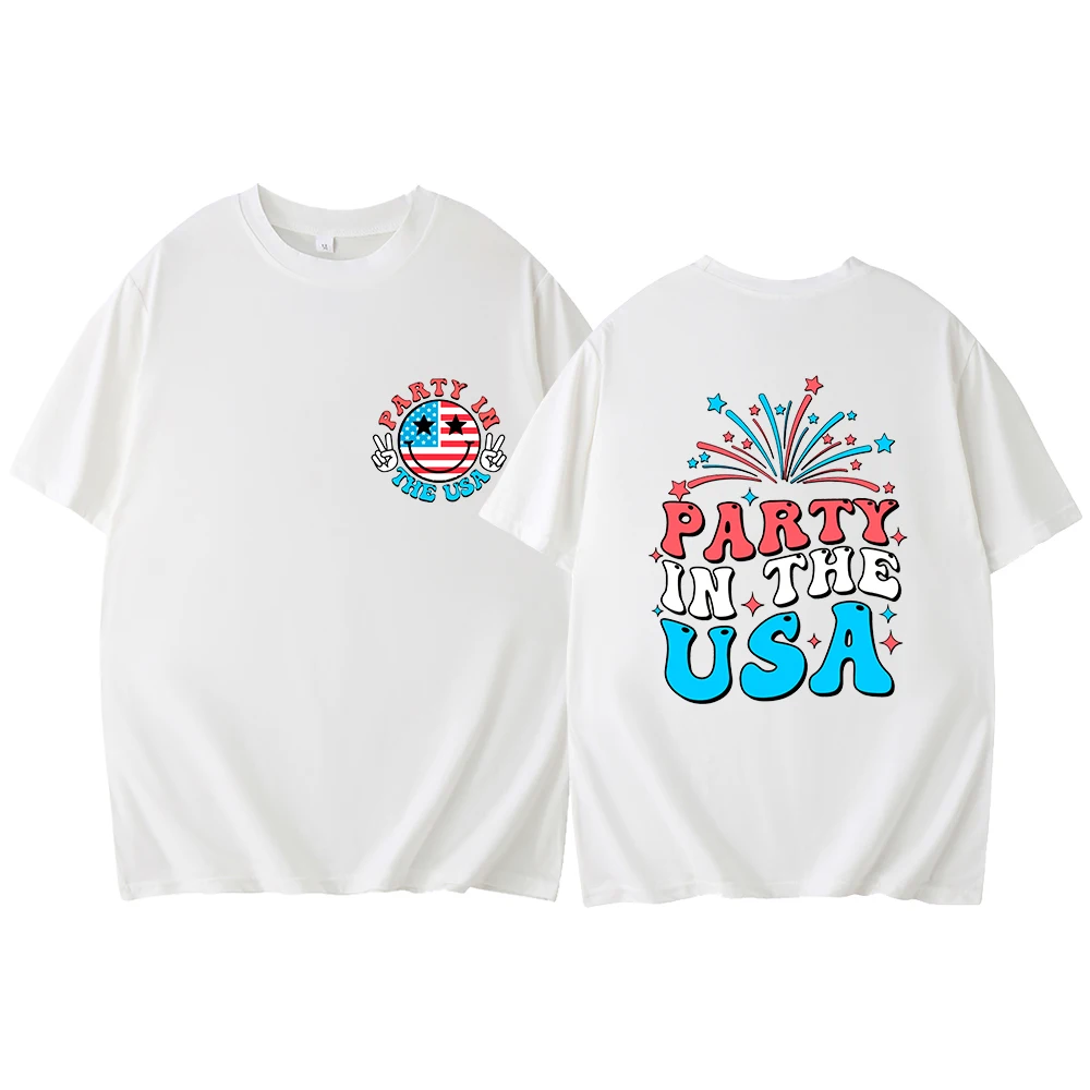 American Party Carnival Memorial Day Pattern Short Sleeves Unisex Easy to Wear Loose Casual Regular Short Sleeves