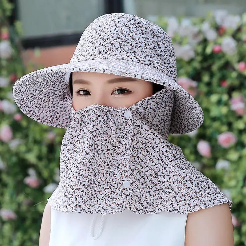 

Flower Print Large Eave Sun Hat For Women Cycling Sun Hat For Women Sun Protection And Face Neck Covering Outdoor Work Caps