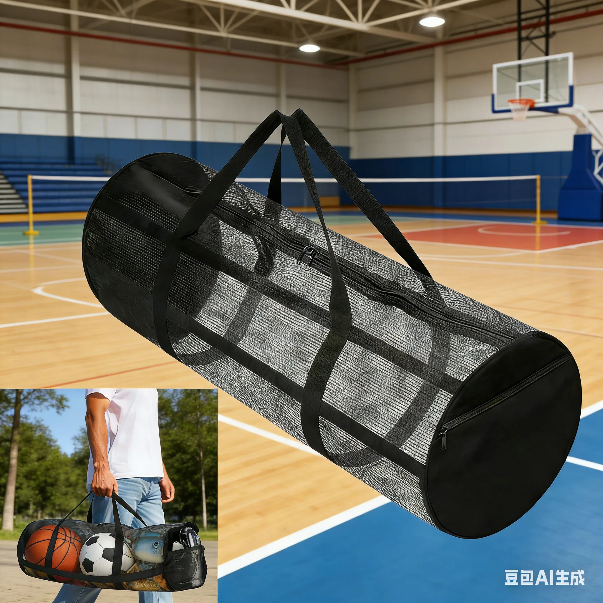 

Сумка для хранения баскетбола 27x27x70 см, сетчатая сумка большой емкости для йоги, фитнеса, футбола или обуви, рюкзак, сменные аксессуары