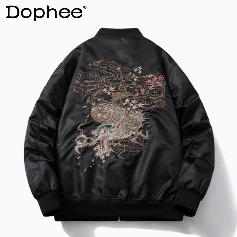 

2024 New Trendy Embroidered Jackets Men's and Women's Heavy Industry Yokosuka Dragon Pattern Jacket Personality Chic Zipper Tops