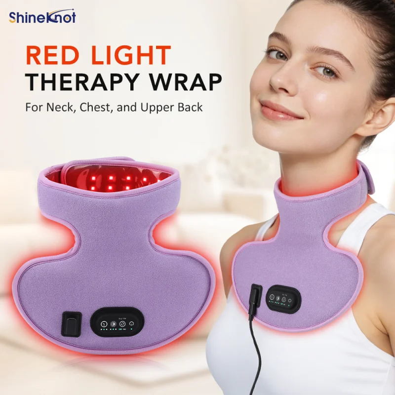 SHINEKNOT Red Light Therapy Face Mask Neck Chest Skin Care Light 660NM+850NM Infrared Therapy Light 72 Red LED Bulbs USB-powered