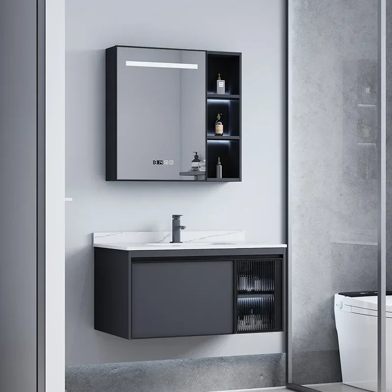 Ceramic Integrated Washbasin Bathroom Sink Cabinet Samrt Mirror Cabinet Modern Aluminum Alloy Bathroom Vanity Home Furniture New