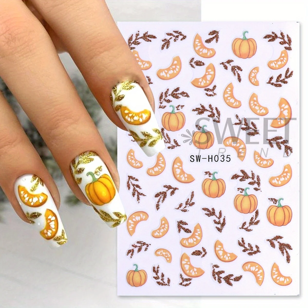 2 pezzi glitter autunno zucca foglie d'acero adesivi per unghie metallo oro autunno pigne adesivi decalcomanie pittura fogli manicure deco