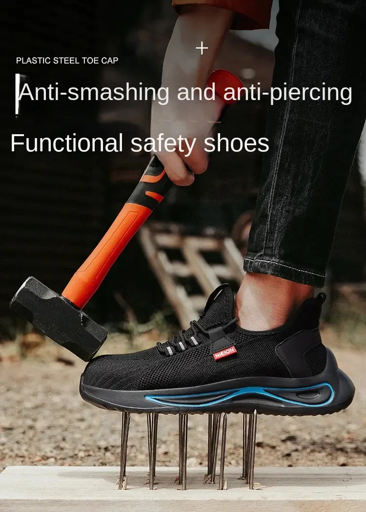 

2024 NEW Men's Steel Toe Puncture Proof Anti-skid Work Safety Shoes, Breathable Industrial Construction Sneakers