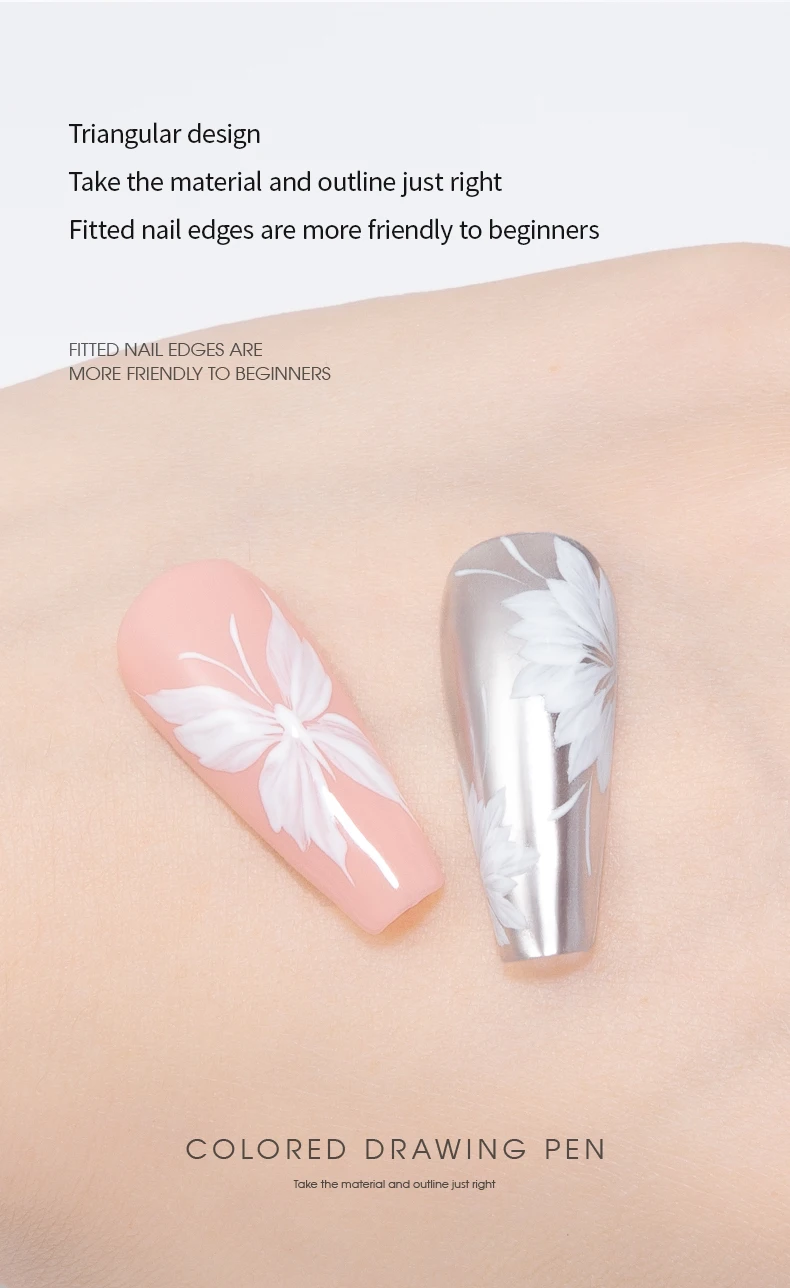 1Pcs Dreieckige Malerei Pinsel Nägel Kunst Pinsel Französisch Linien Streifen Grid Blume Schmetterling Dreieck Malerei Stift Maniküre Werkzeuge – Detail 6