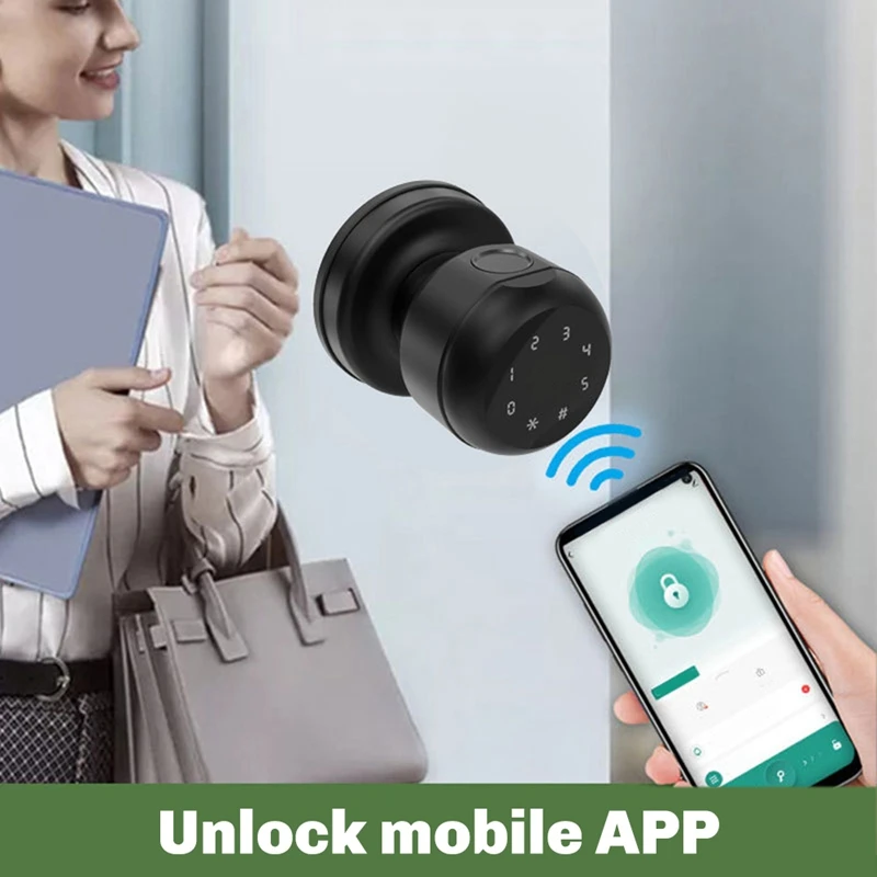 N11R- K02-Smart-Passwort-Lock-Fingerprint-Lock--Runde-Tür-Knöpfe-Rotation-Lock-Tuya-Metall-Tür-Knopf-Schloss-Für-Schlafzimmer-Badezimmer