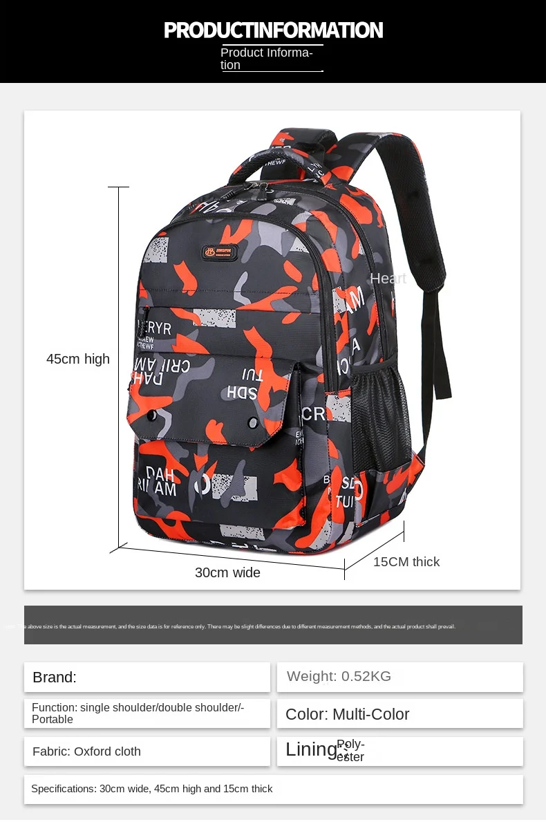 Children Primary Schoolbag Students Backpack Large Boy Capacity Shoulder Bag Kids Casual Camouflage Printed Backpacks Schoolbag