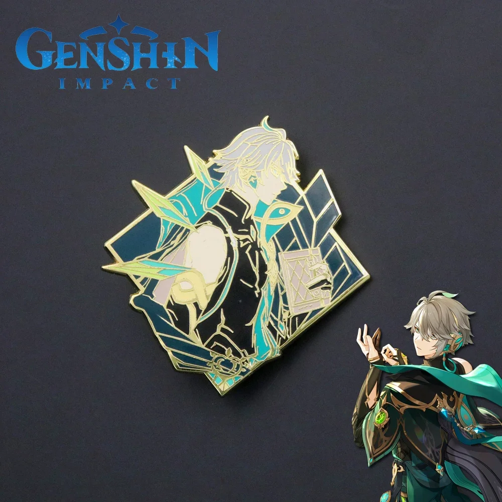 Genshin Impact Alhaitham Enamel Pins Brooch Zhongli Xiao Venti Figure Brooches Metal Badge Button Collection Souvenir Jewelry