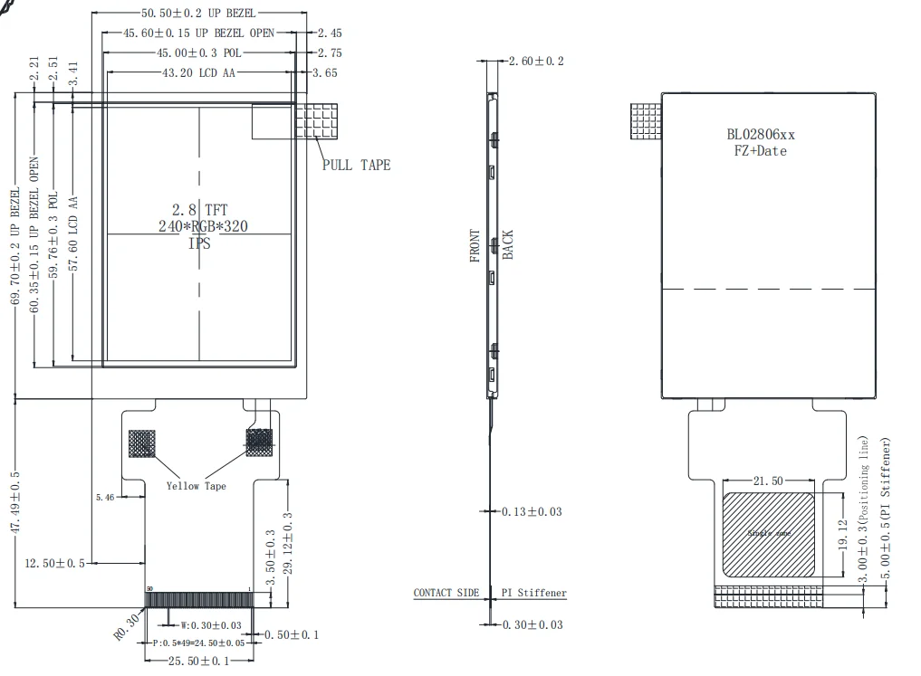 Modulo LCD IPS con interfaccia MCU+SPI+RGB ad ampia temperatura 240x320 ST7789V2 da 2,8 pollici