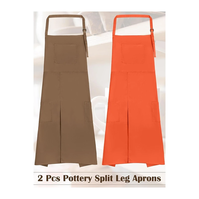 2 Pcs Pottery Split Leg Aprons Ceramics Aprons Split Leg Long Pottery Aprons For Women Men DIY Ceramic Pottery Art