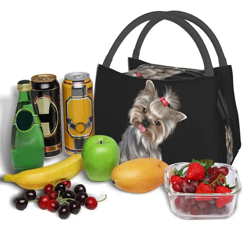 Yorkshire Terrier Insulated Lunch Bags for Outdoor Picnic Cute Yorkie Dog Resuable Thermal Cooler Bento Box Women