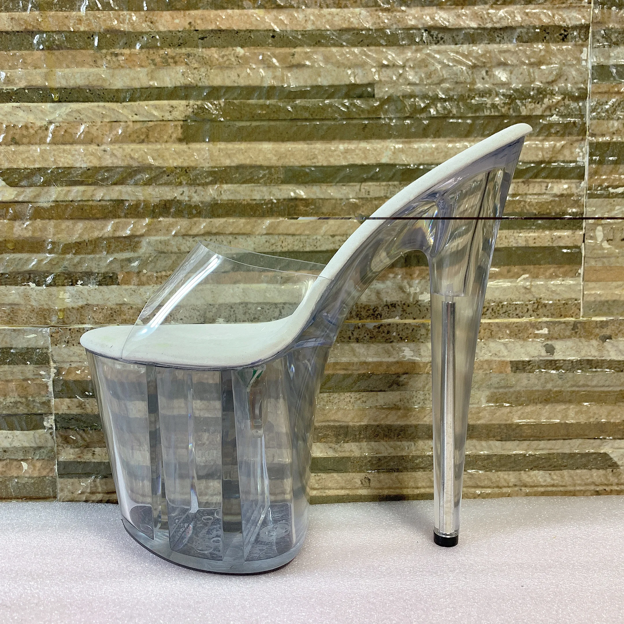 20cm high peep-toe heels, transparent 8 inch sexy pole dancing, model catwalk party slippers