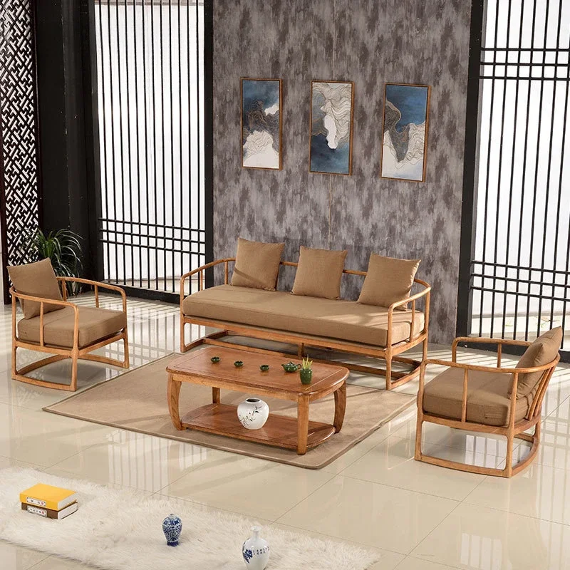 

The product can be customized. Customized log color Modern and simple new Chinese solid wood sofa Zen combination Fraxinus mands