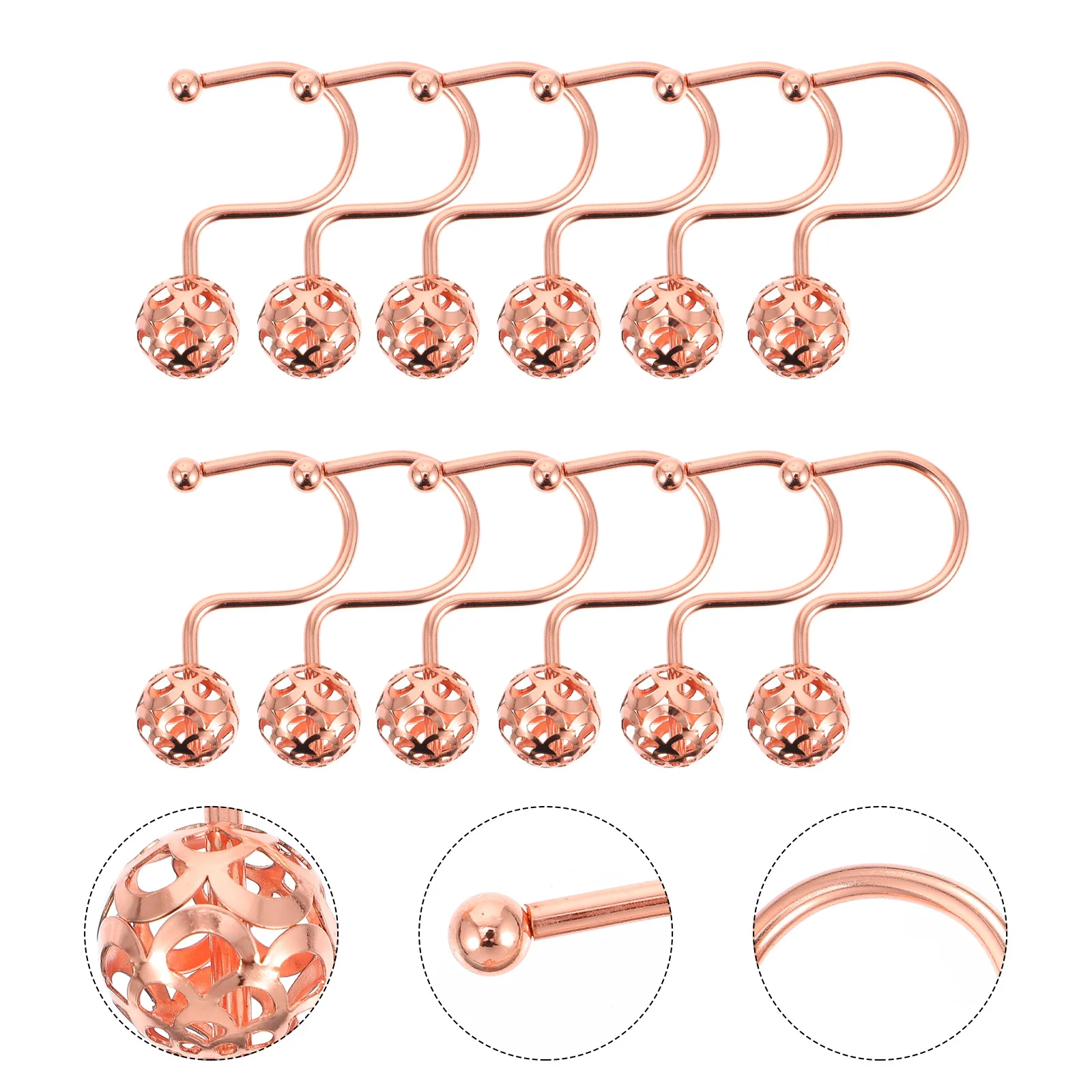 

12Pcs Sturdy Iron Plating Curtain Clasps Excellent Workmanship Beautiful Appearance Bathroom Decor Curtain Hooks Accessory