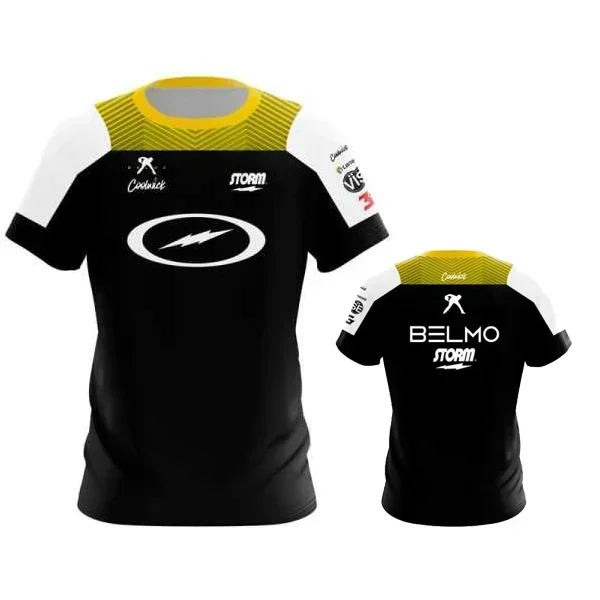 

2025 Summer Men's Storm Belmo The Get Back Blue CoolWick Bowling Jersey 3D Print Sports T-shirt Short Sleeve Loose Casual Sports