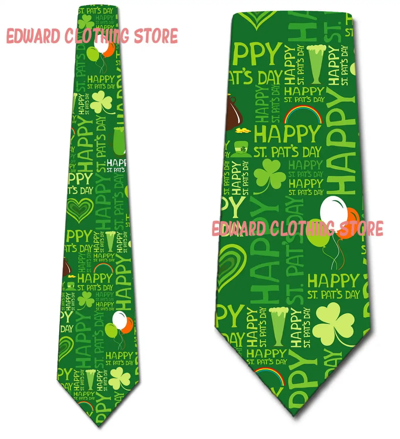 St Patricks Day Ties Clover Tie Irish Necktie St. Patrick's Day Ties Collar Tie Men Wedding Necktie Accessories