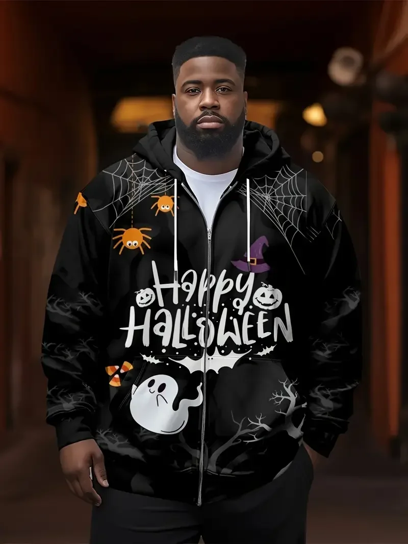 

Funny Halloween Elements 3D Graphic Men's Zip Up Hoodies Autumn Winter Unisex Casual Fashion Hip Pop Oversize Y2k Hoodies Coat