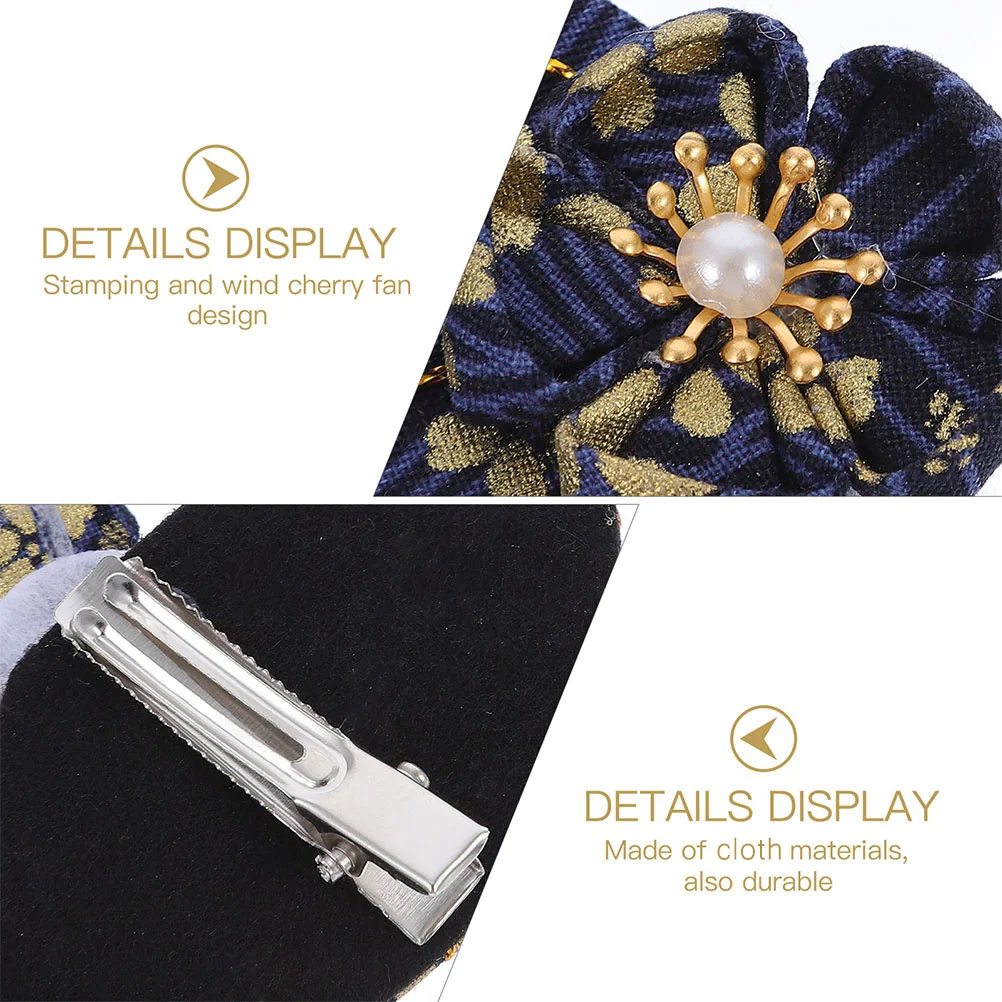 

Заколка для волос с веером, аксессуары с вишневым цветом, женские заколки для кимоно, тканевые синие вечерние кисточки для путешествий, фотографии, винтажные каваи