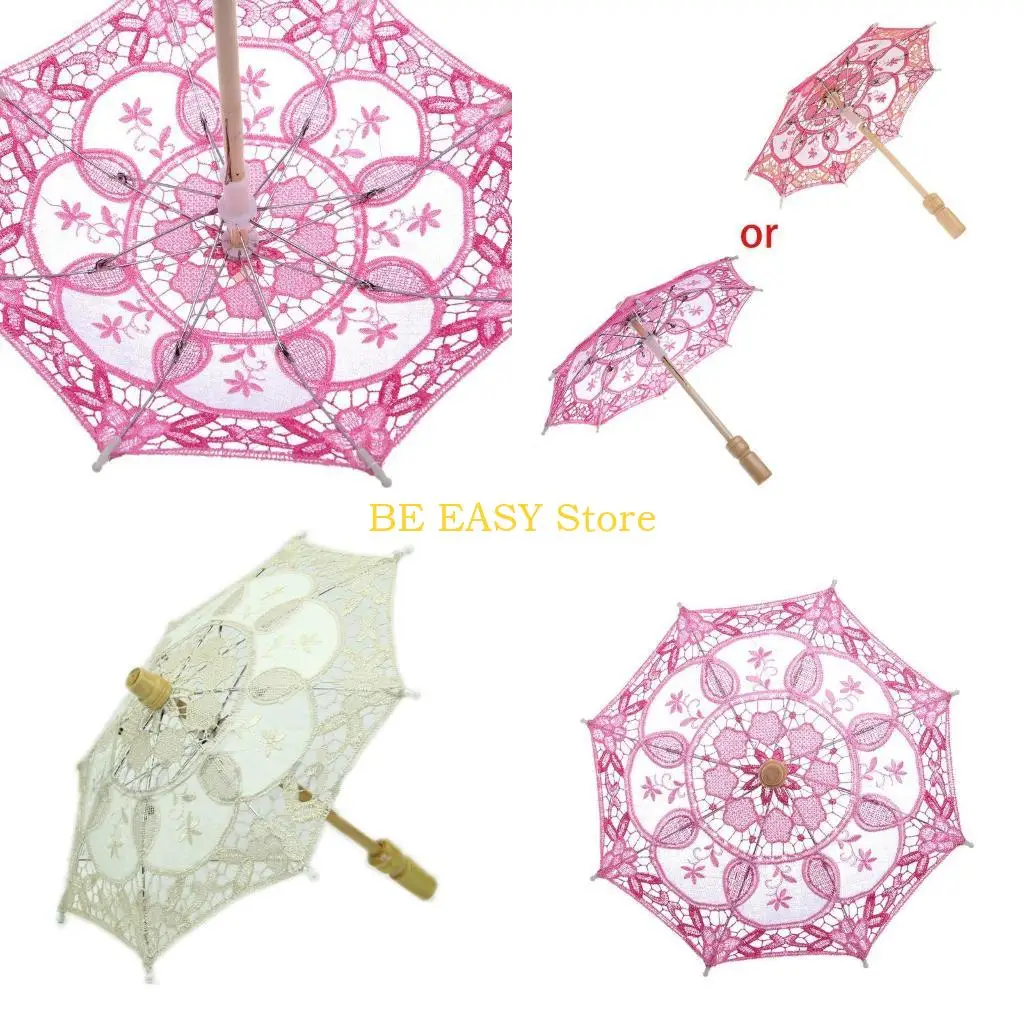 E28F 15cm Parasol Lace Umbrella Photography Bridal Wedding Party Embroidered Women Fashion Umbrella for Wedding Show Decors