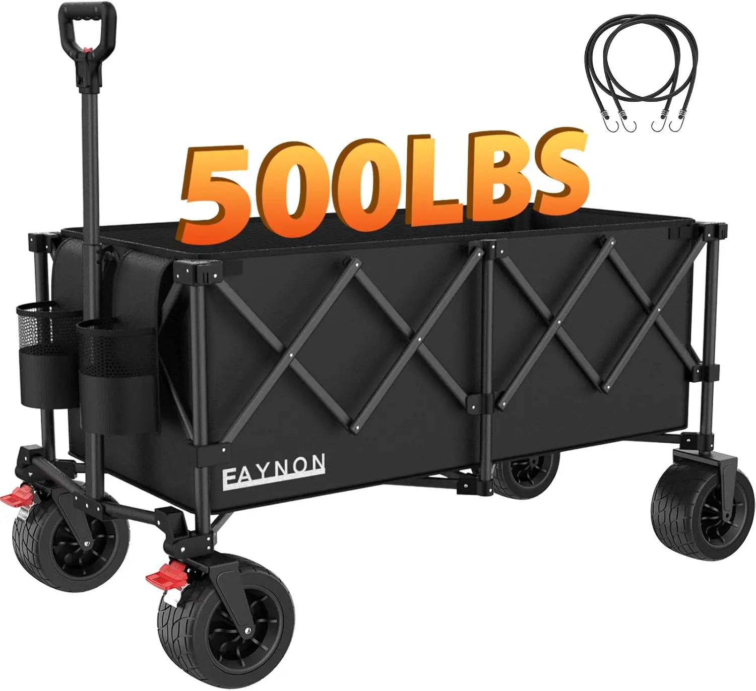 220L Collapsible Foldable Wagon With 500Lbs Weight Capacity, Utility Wagon Cart Heavy Duty,With Big All-Terrain Beach Wheels &